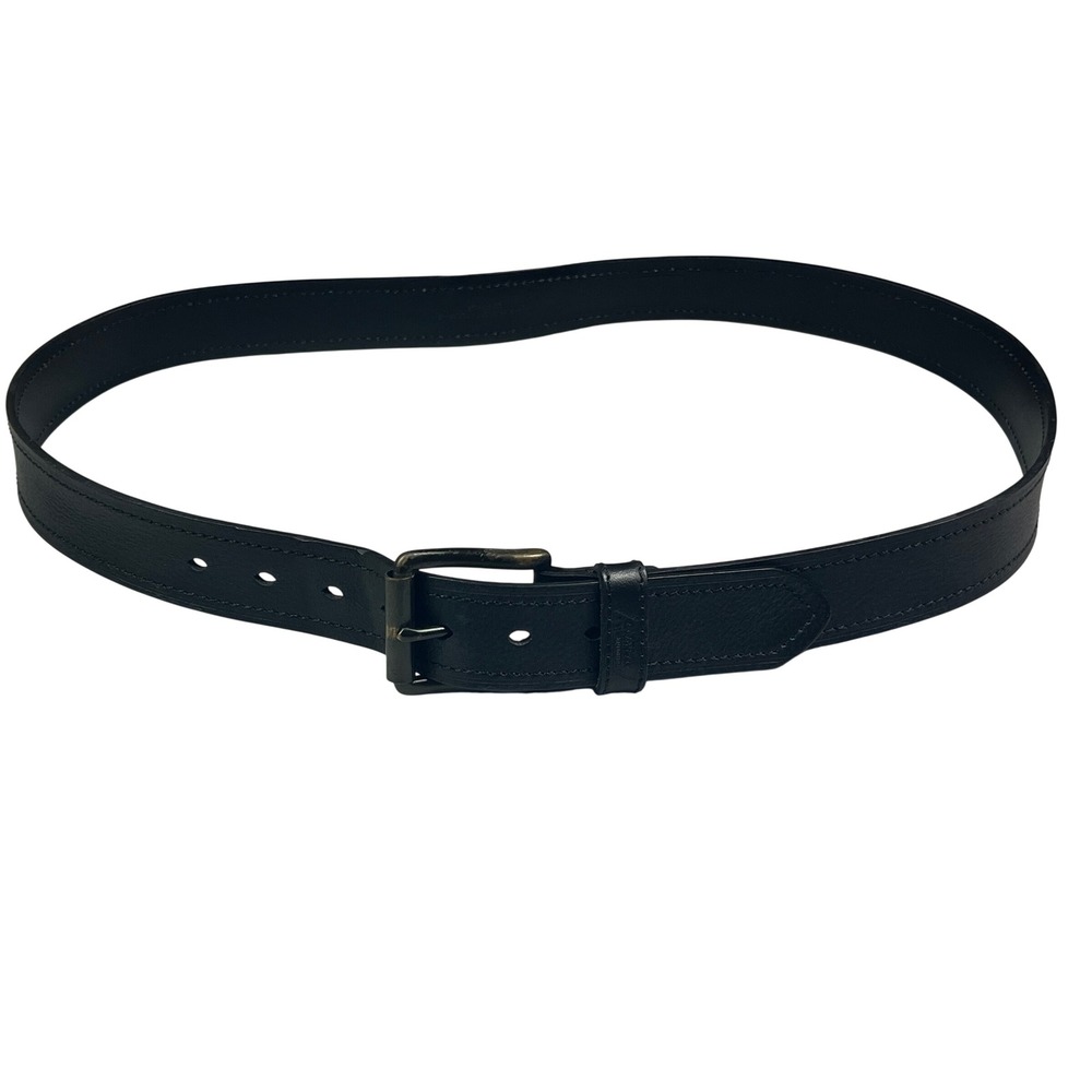 Dickies Mens Black Leather Belt Size 42 Antique Brass Buckle Workwear Casual